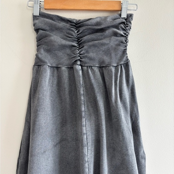 FP One cotton stretchy Gray Strapless Dress Sz S A line midi - Picture 3 of 11